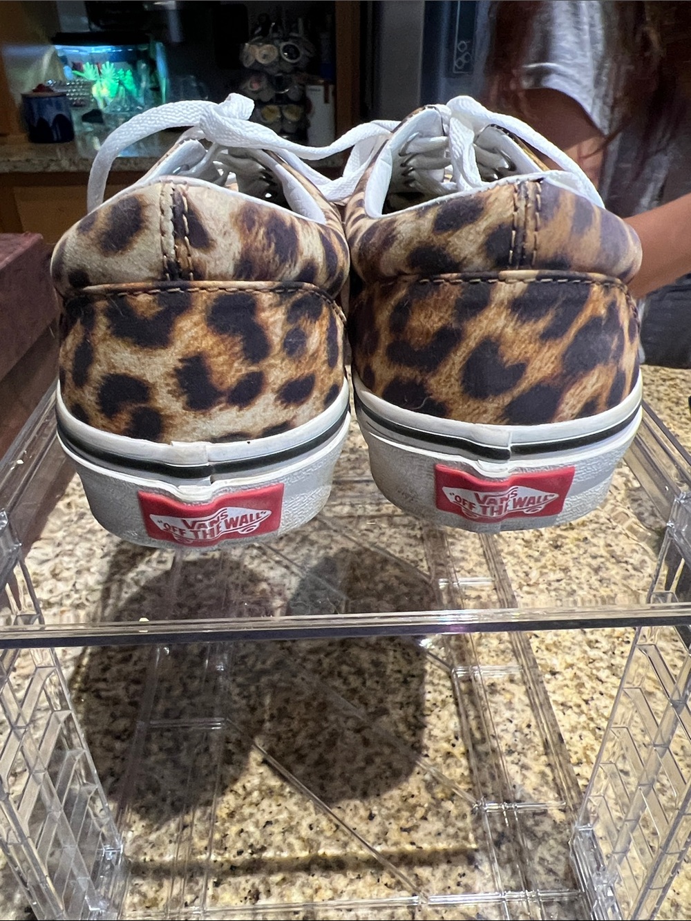 Vans Leopard Print Canvas Sneakers in Tan and Black with White Laces - Picture 2 of 5